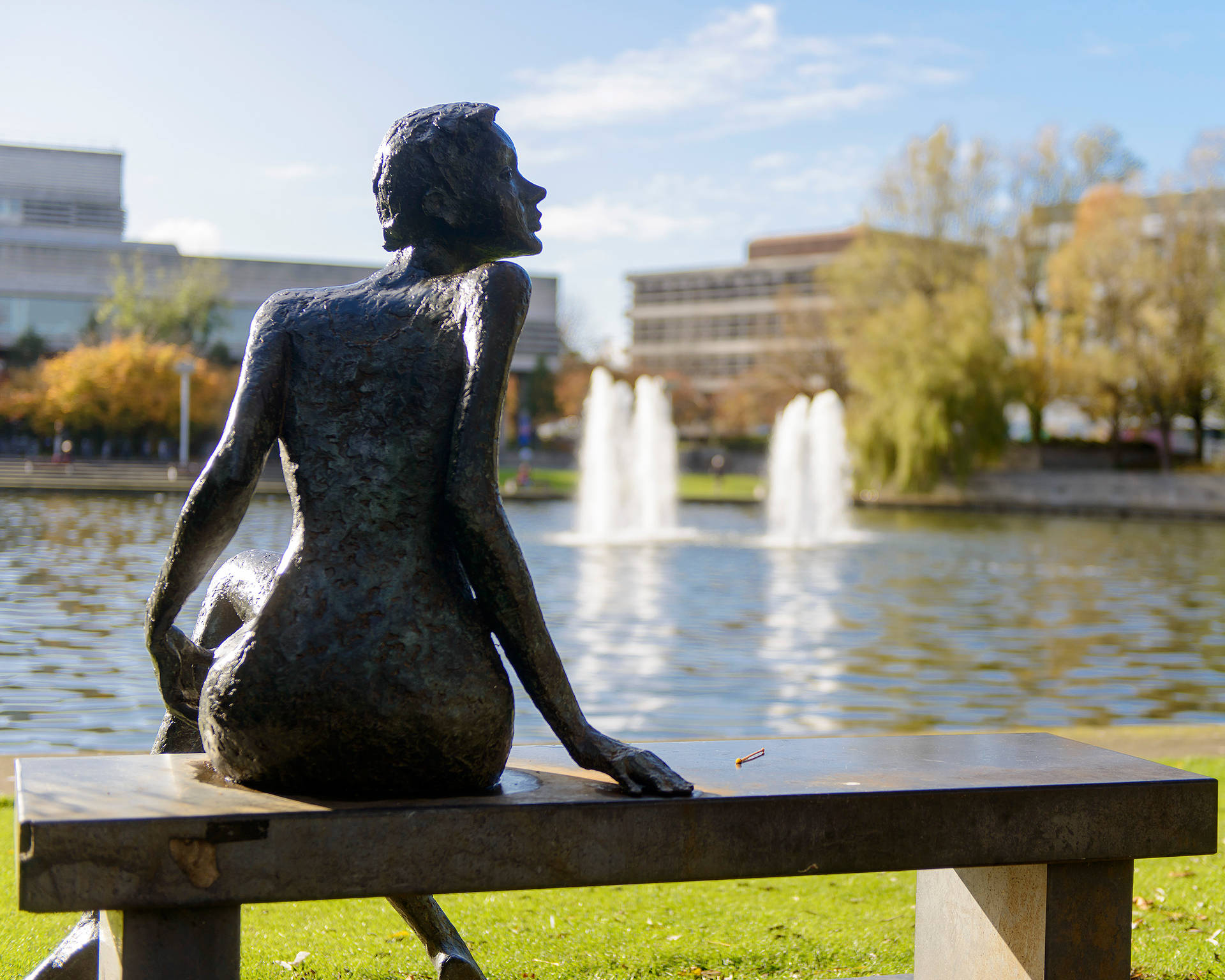 Ucd Stone Girl Monument Background