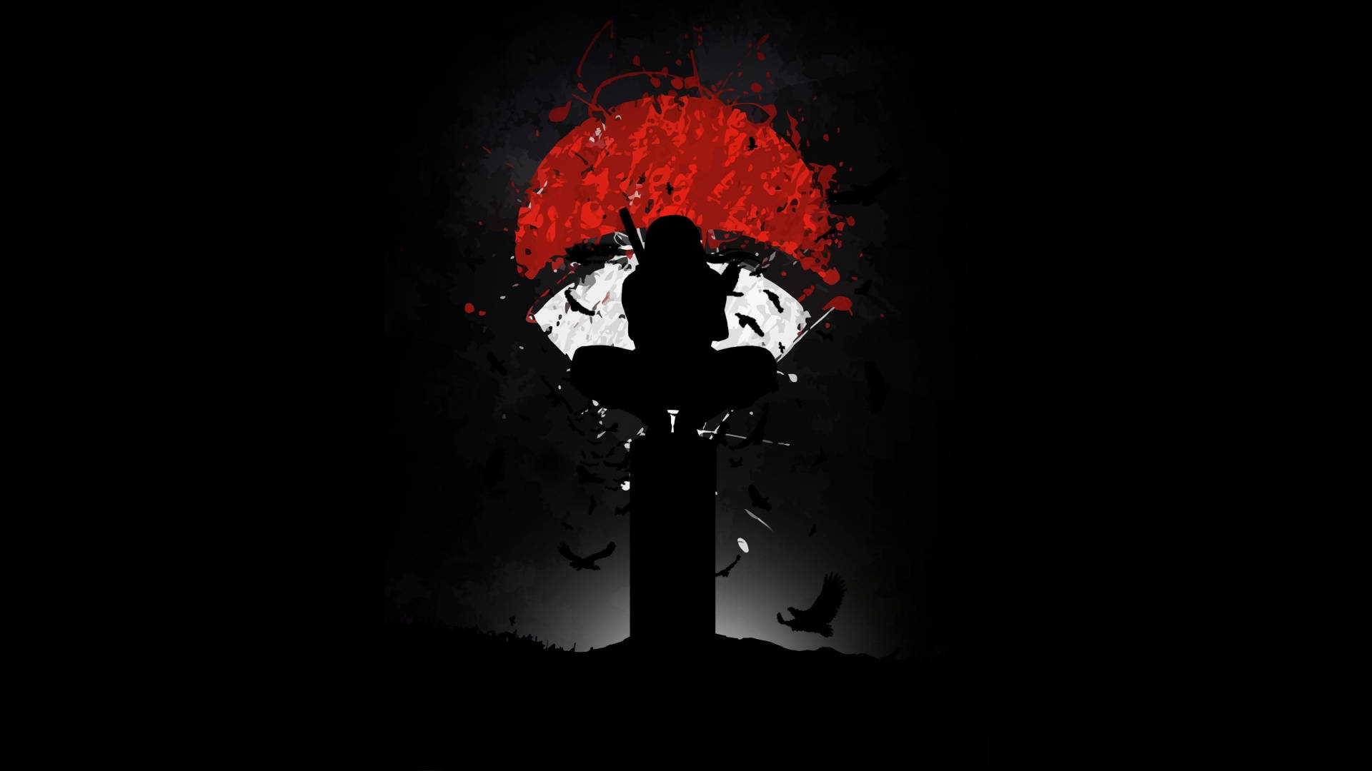 Uchiha Clan Logo With Crows Background