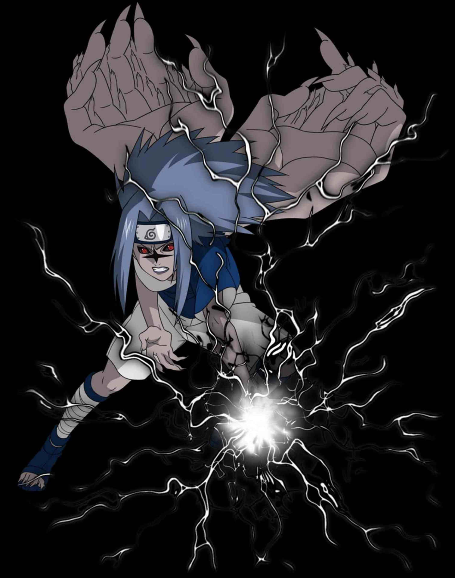Uchiha Sasuke And His Senjutsu Chidori Graphic Art Background