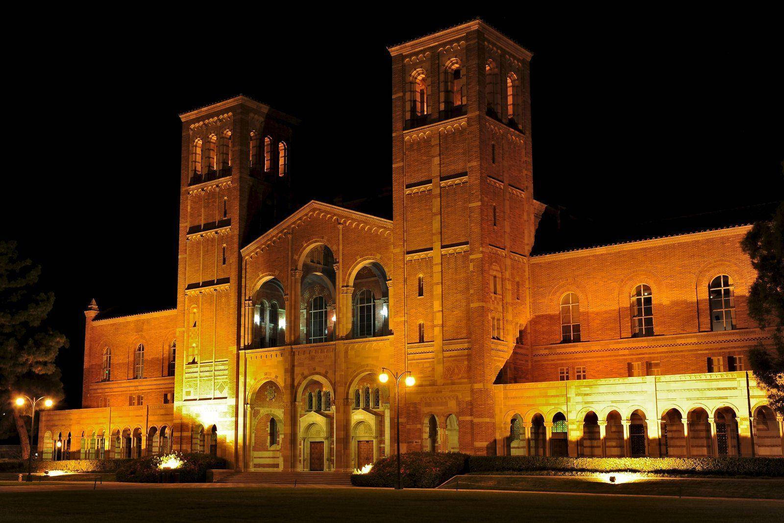 Ucla Royce Hall At Night Background