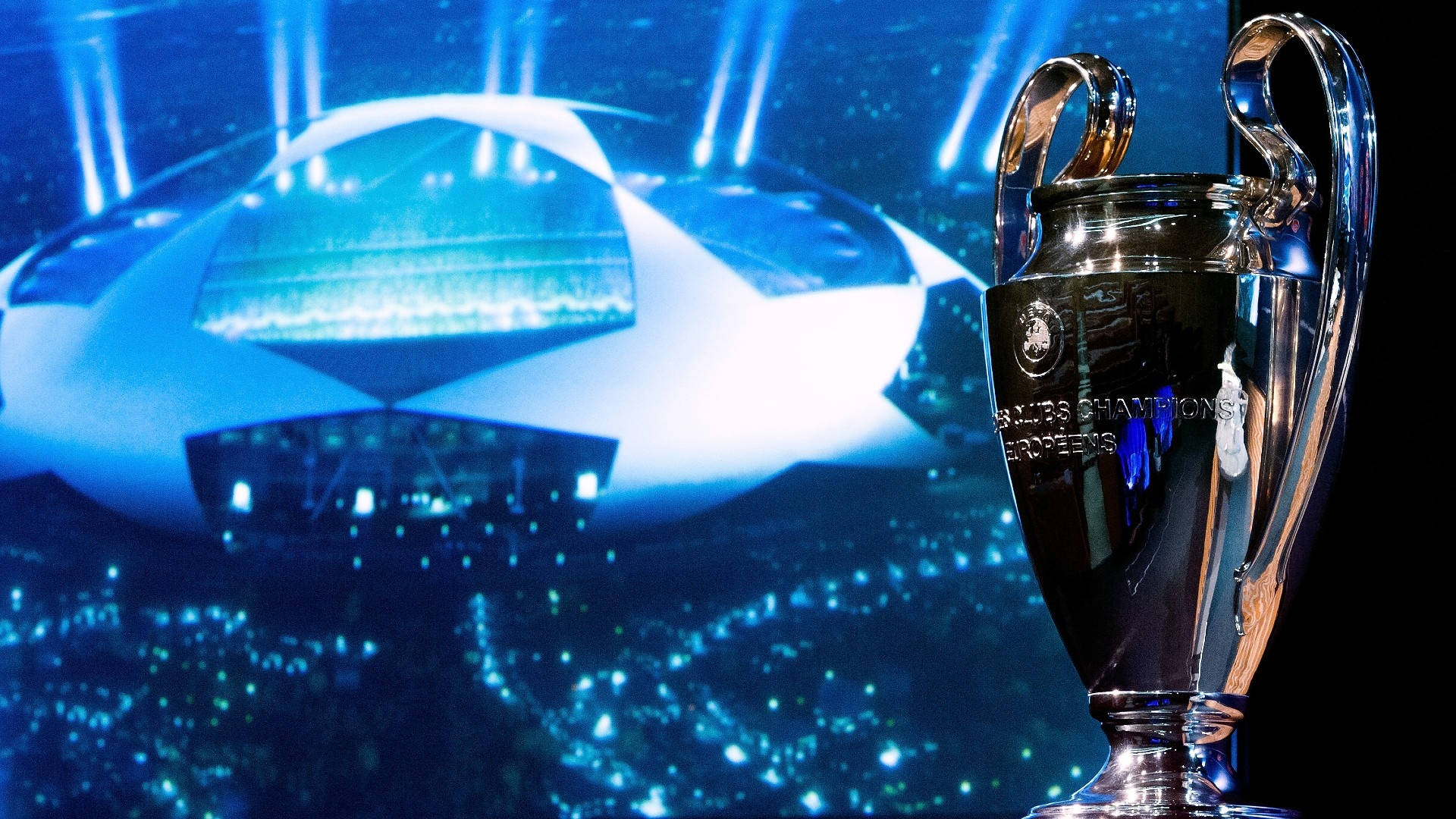 Uefa Champions League Trophy Blue Background