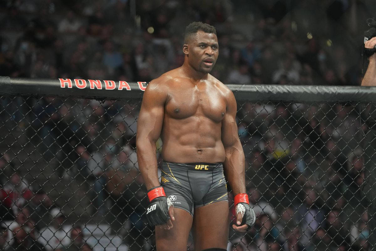 Ufc Champion Francis Ngannou In The Ring Background