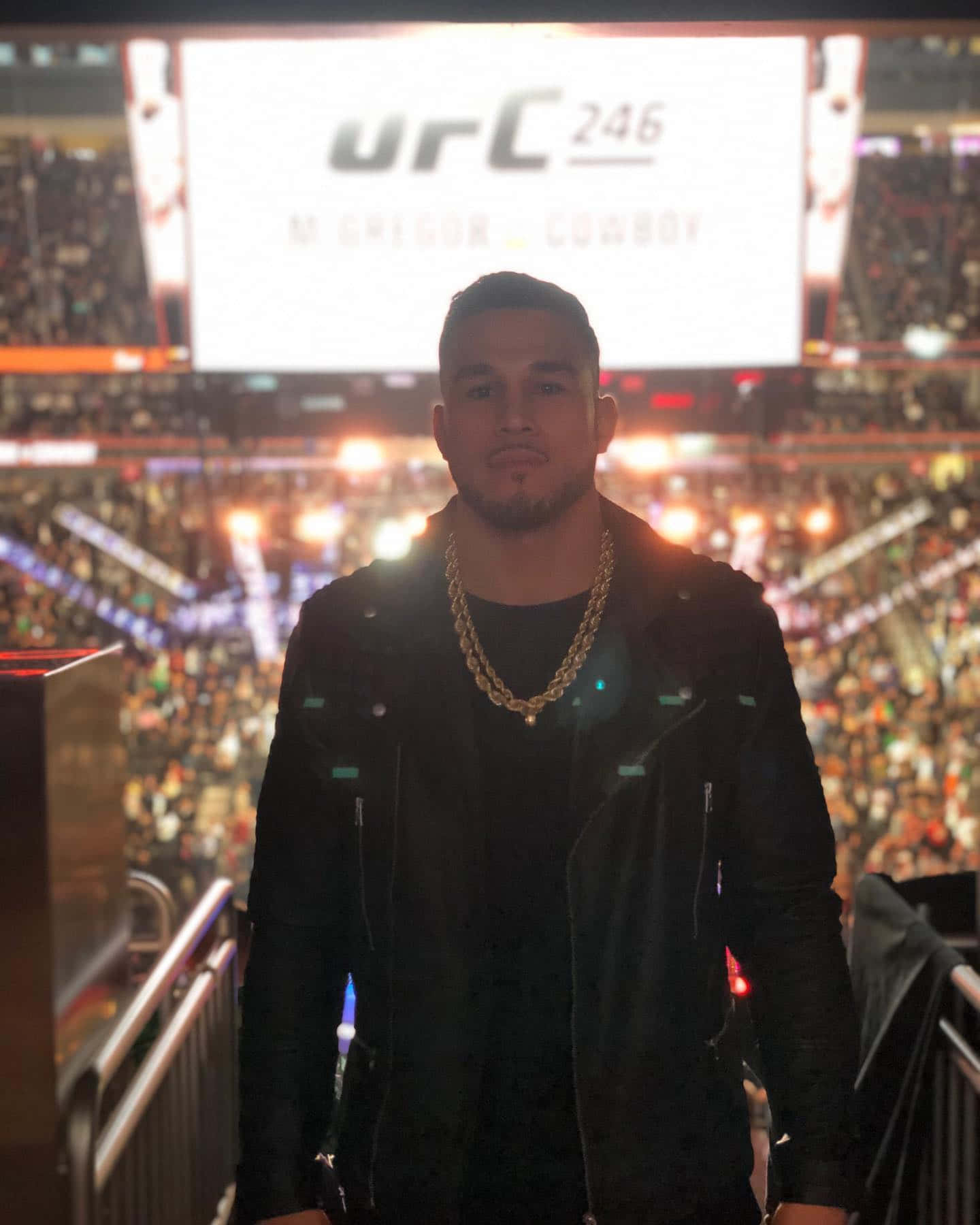 Ufc Fighter Brad Tavares In Front Of Crowd