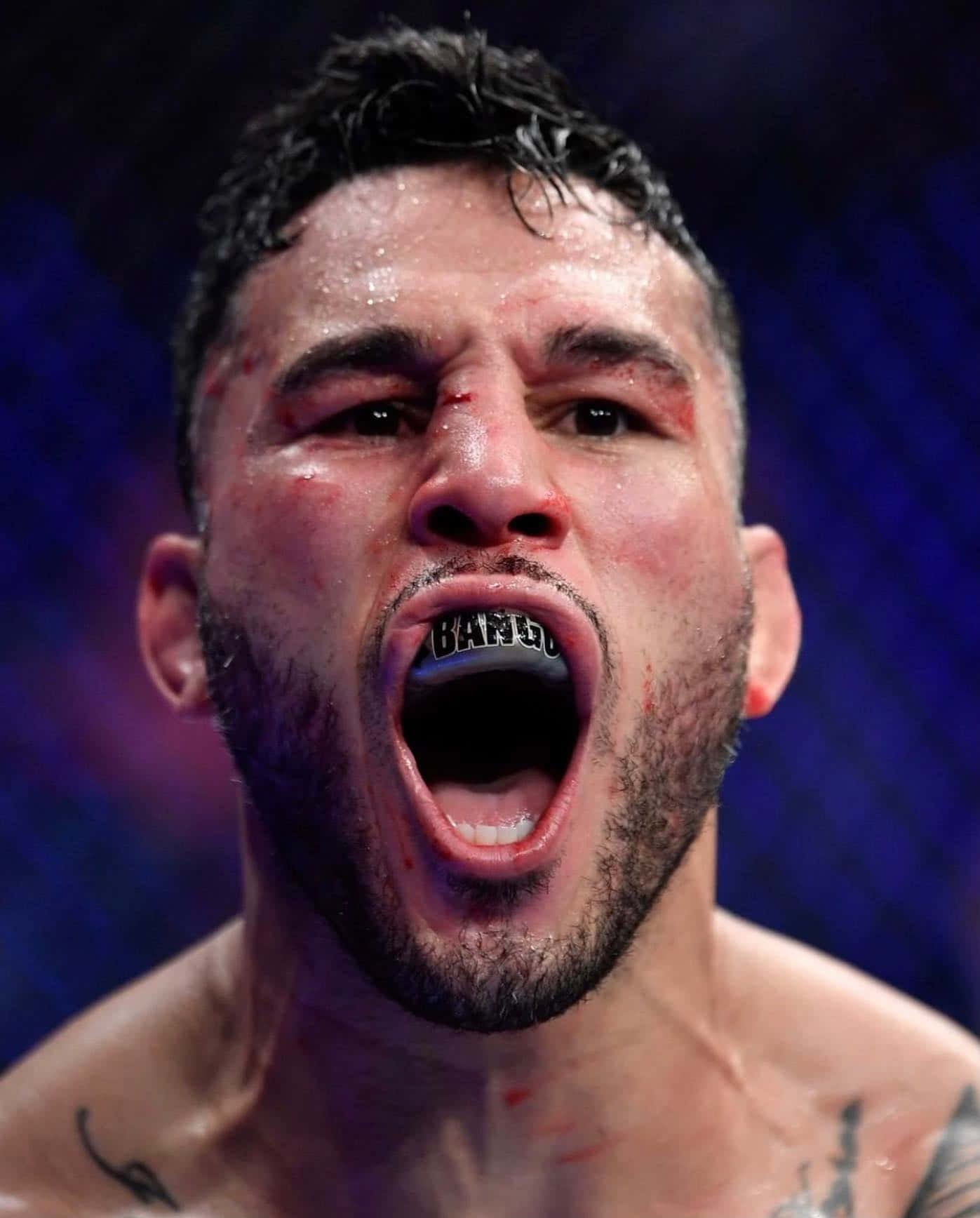 Ufc Fighter Brad Tavares Wearing Mouth Guard