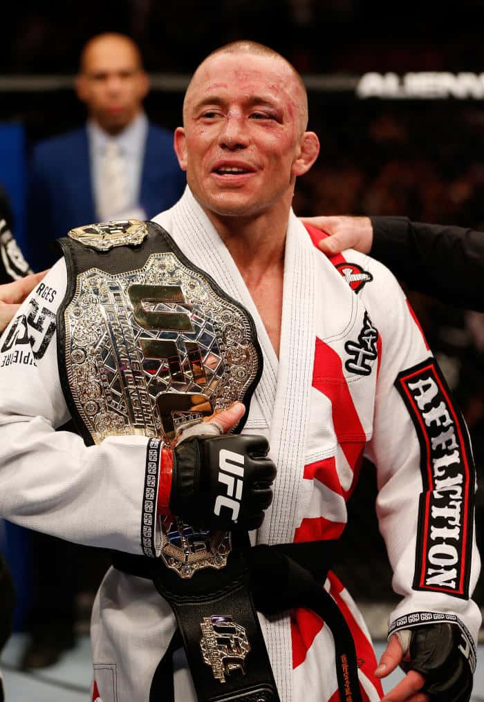 Ufc Fighter Georges St-pierre With Championship Belt