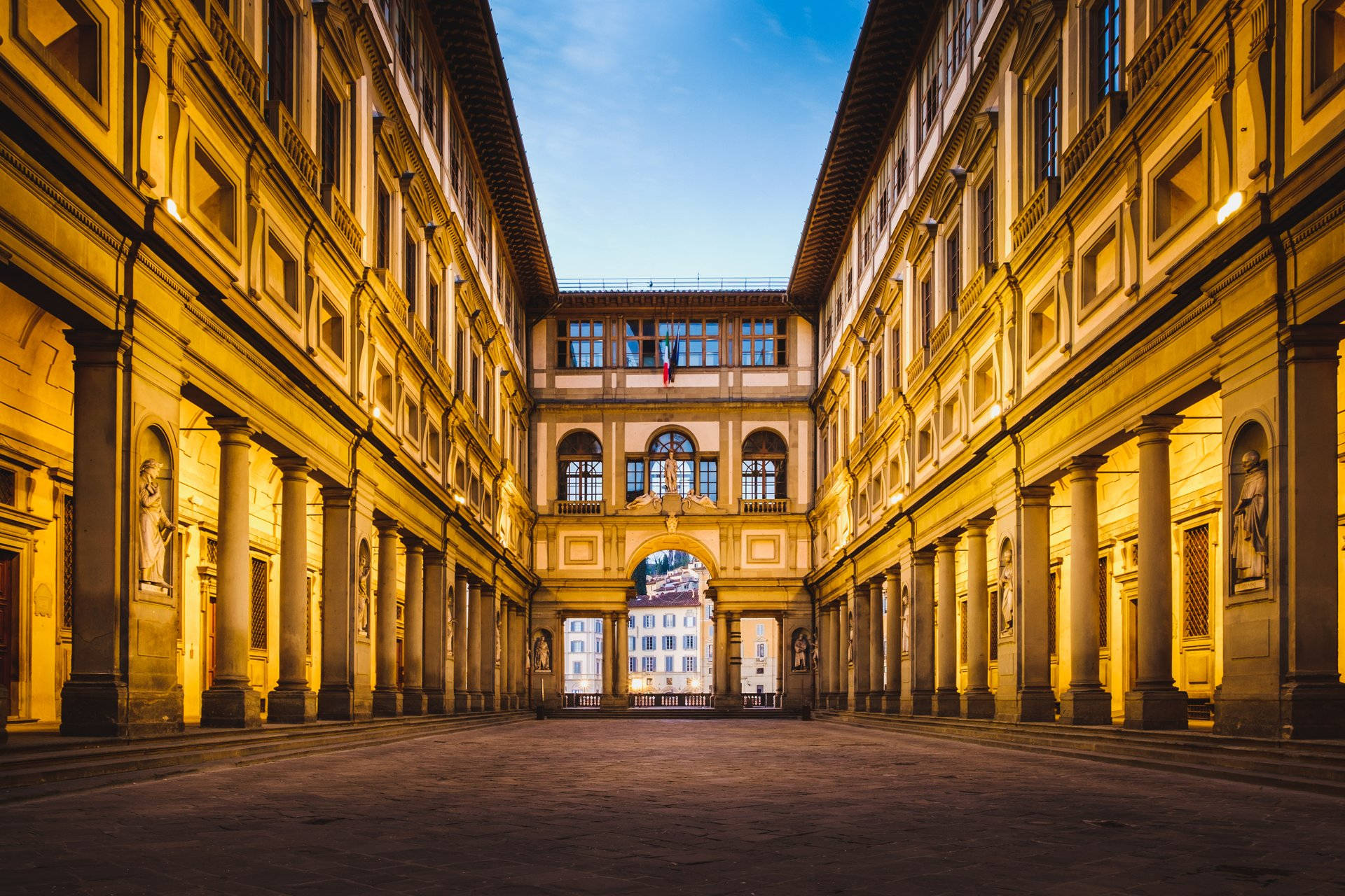 Uffizi Gallery Facade Lights Background