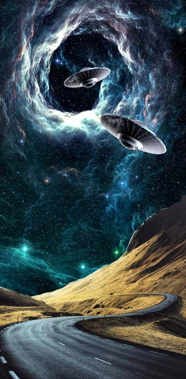 Ufo And Black Hole Background