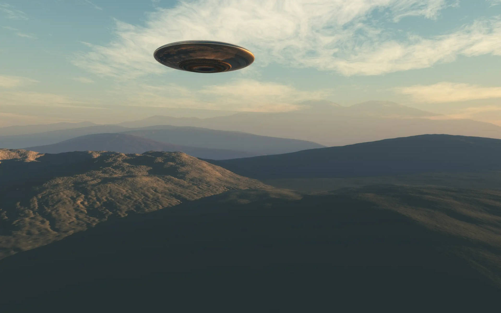 Ufo Flying Over Mountains