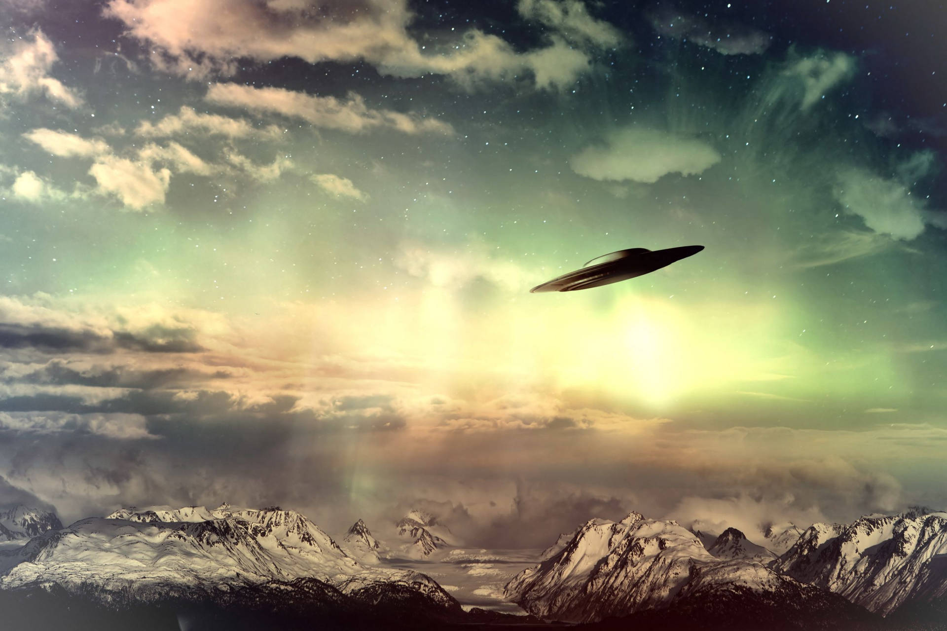 Ufo Over Jagged Peaks