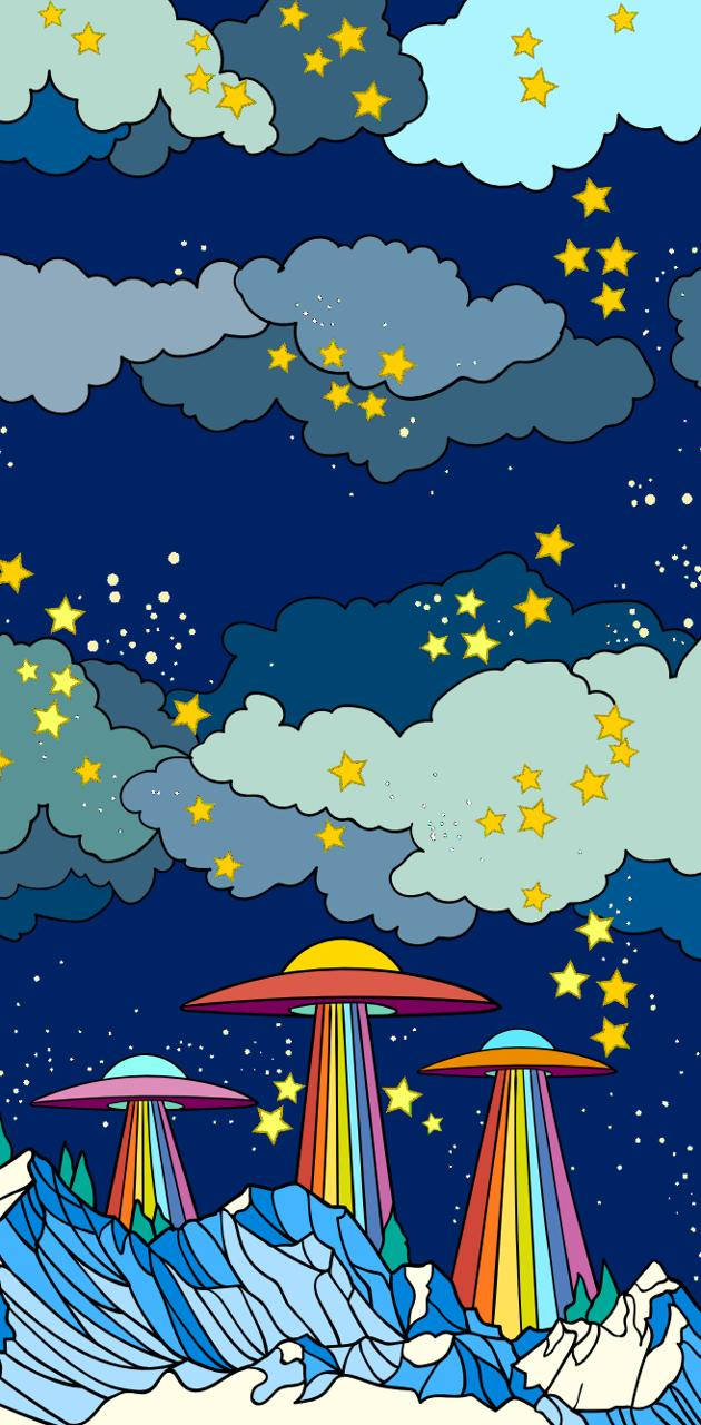 Ufo With Rainbow Lights