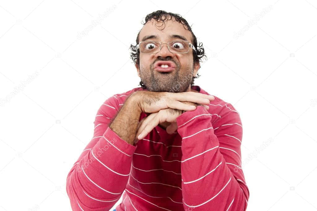 Ugly Funny Man Striped Red Background