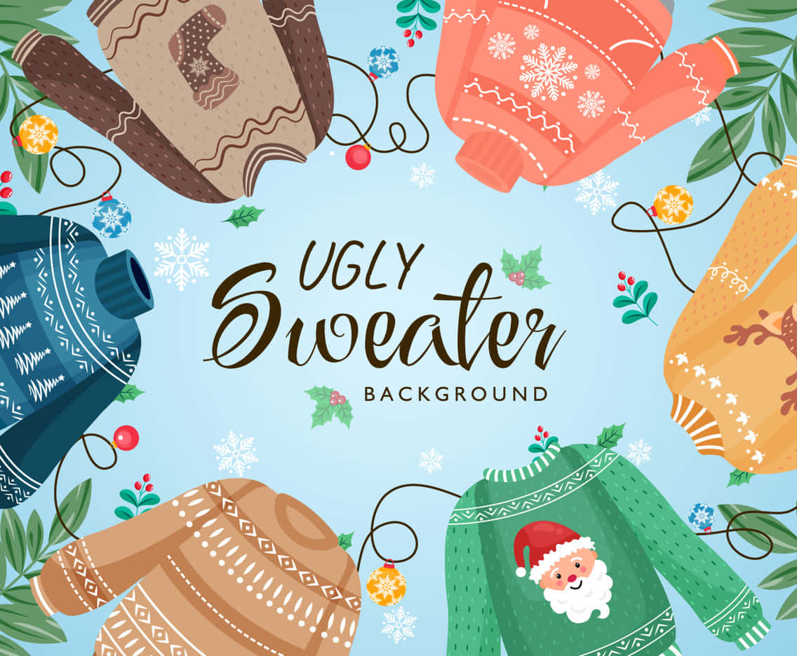 Ugly Sweaters Arranged In A Radial Pattern