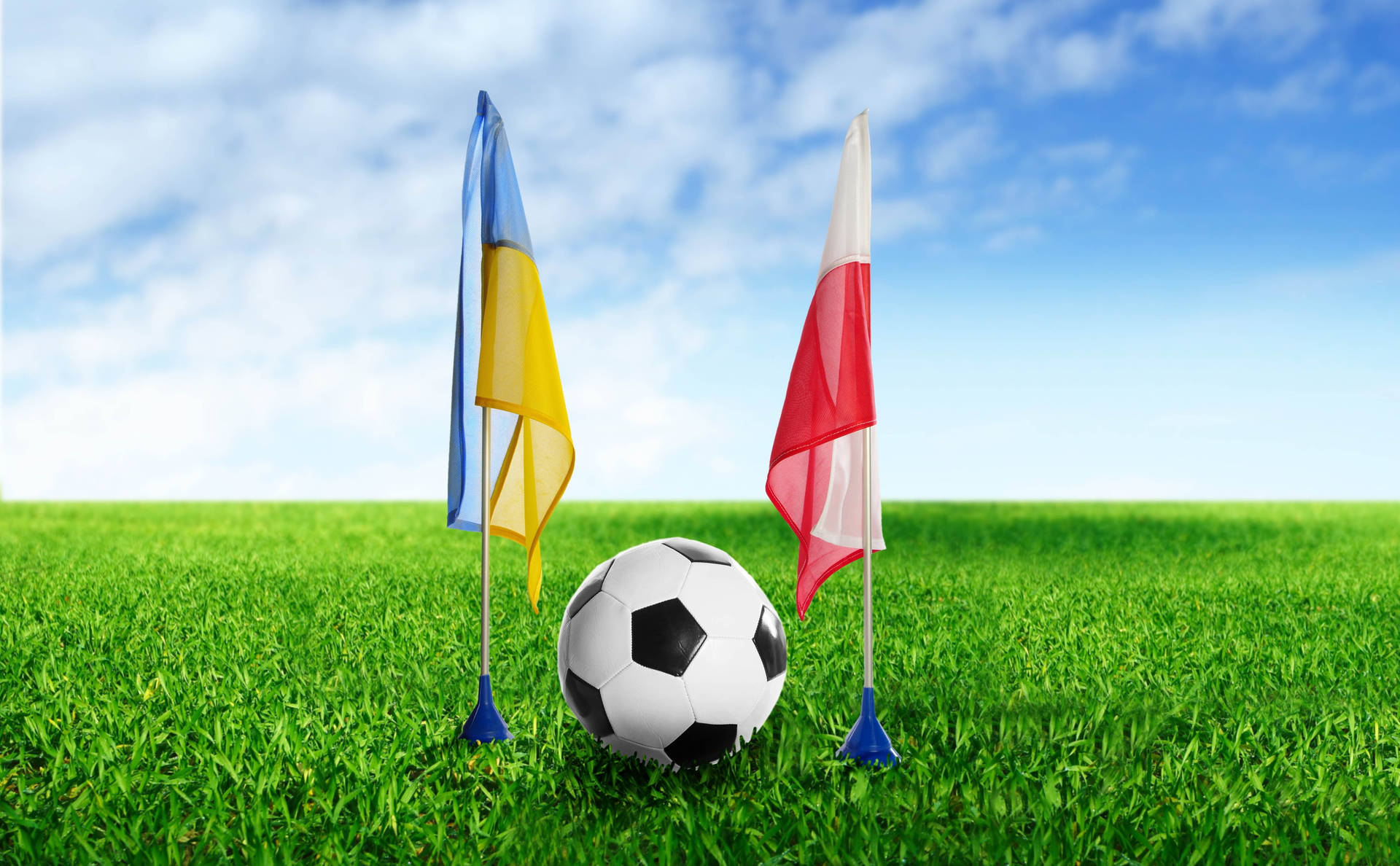 Ukraine Flag And Polish Flag Background