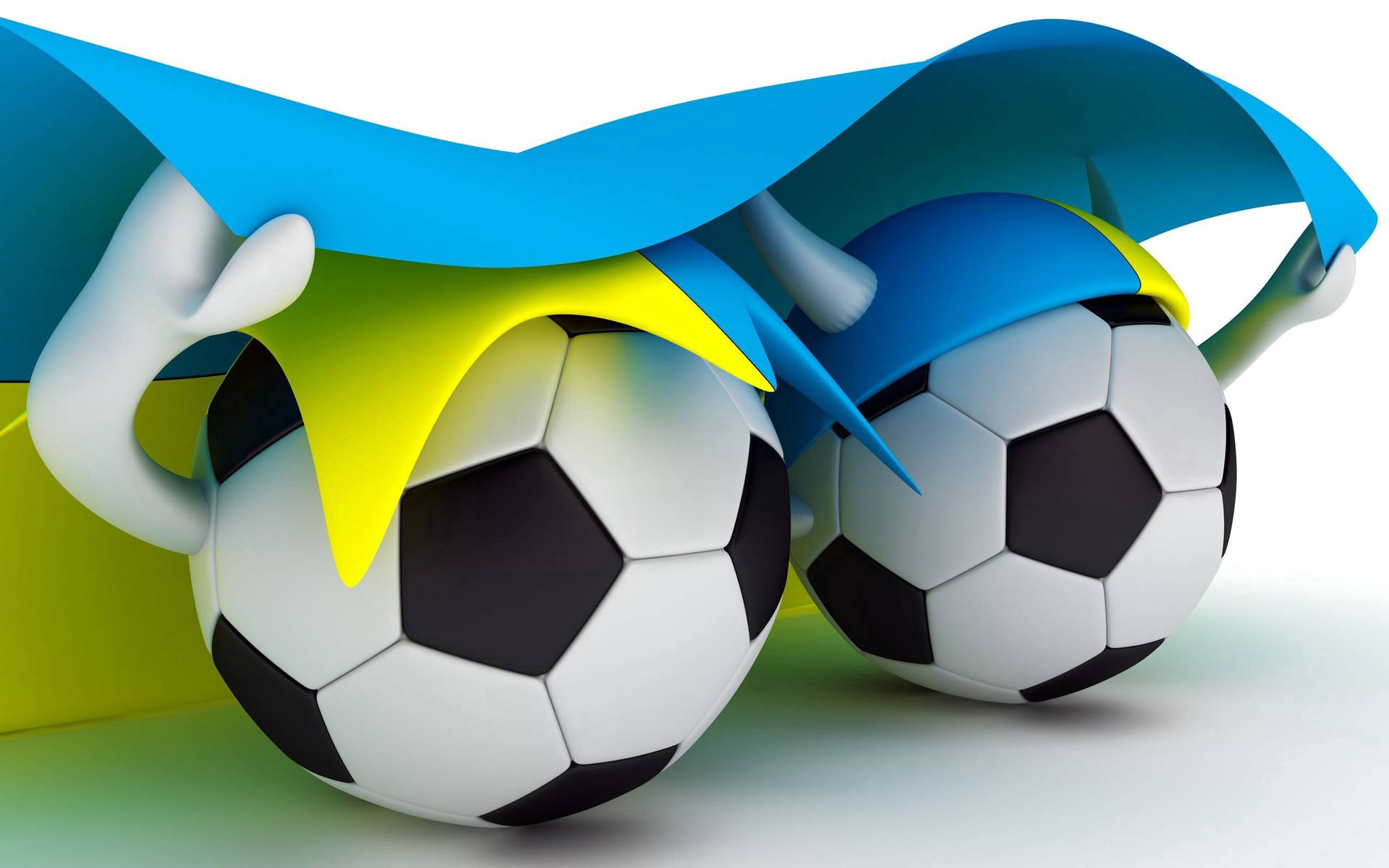 Ukraine Flag And Soccer Balls Background