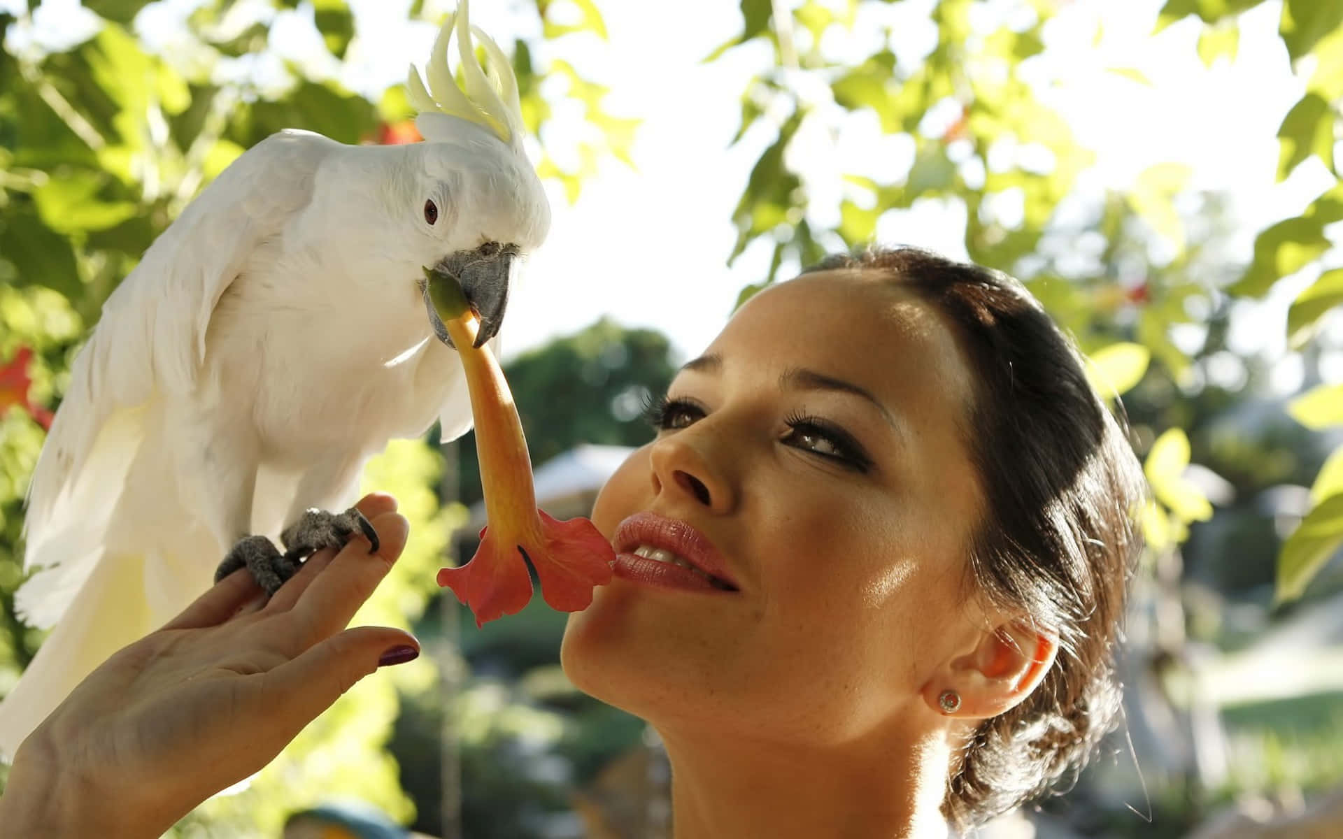 Ukrainian Girl With A White Cockatoo