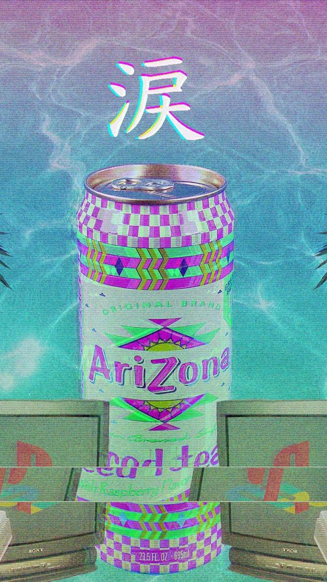 Ultimate Relaxation: Take A Break From Reality With This Tropical Beach Vaporwave Aesthetic On Your Iphone. Background