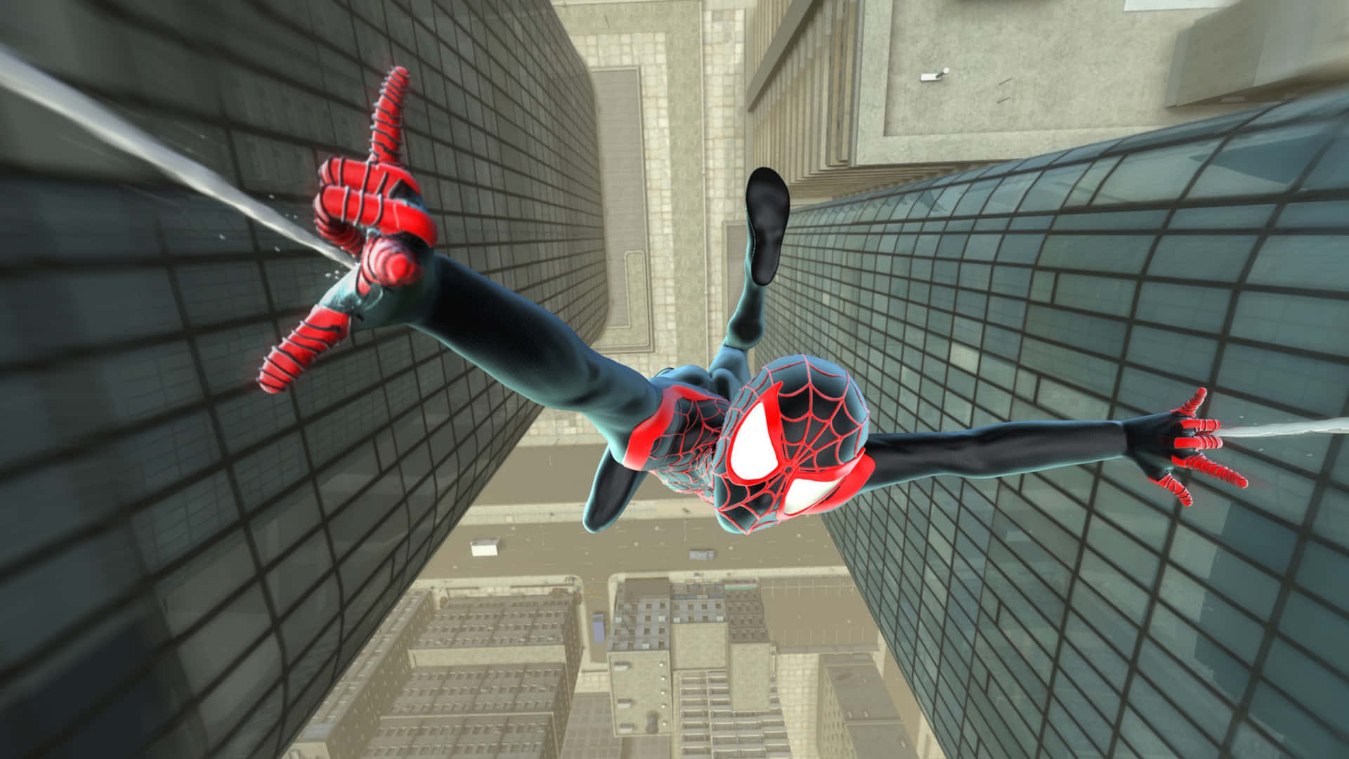 Ultimate Spider-man Swinging In Action Background