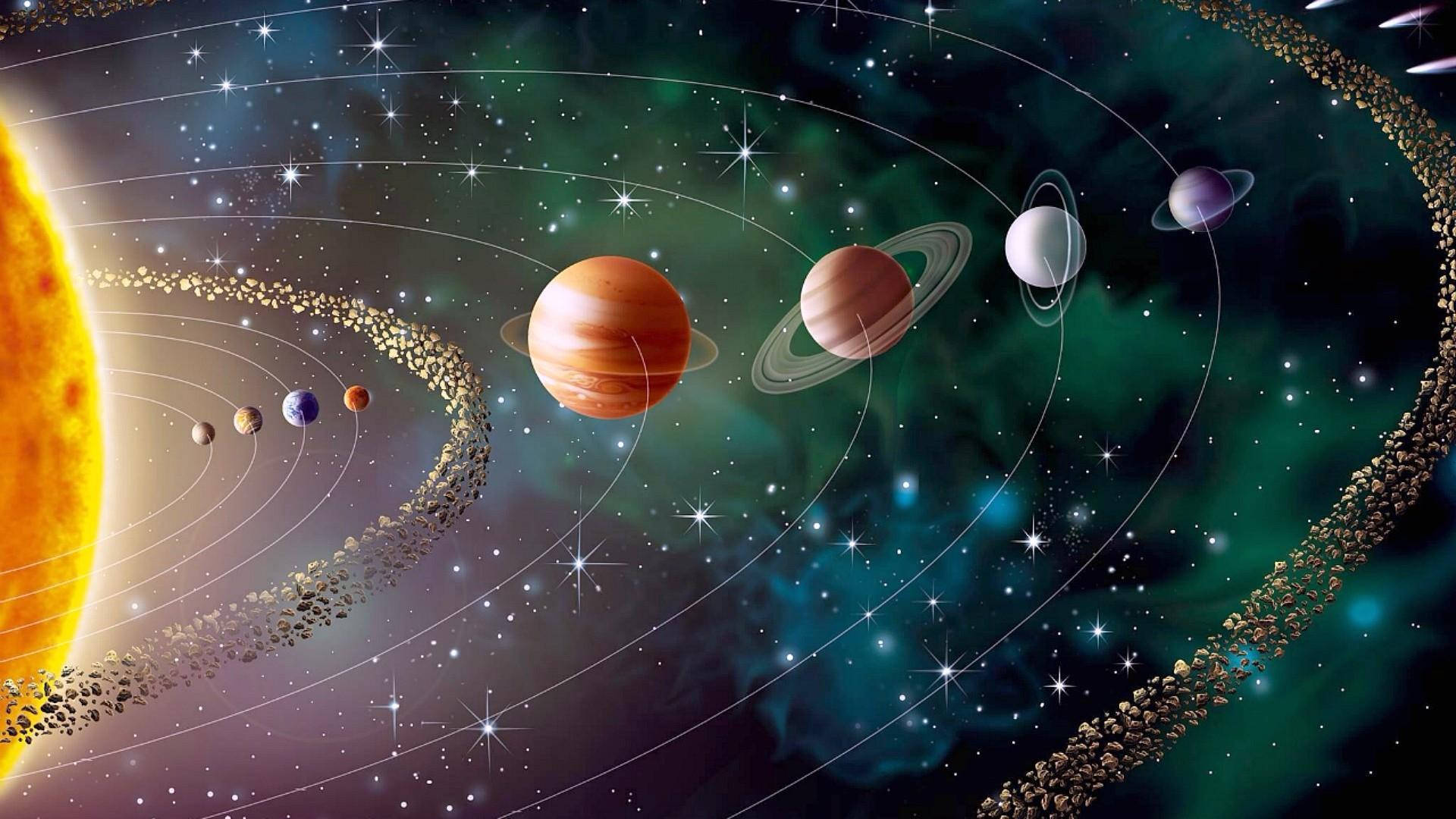 Ultra Hd Solar System And Asteroid Belts Laptop Background