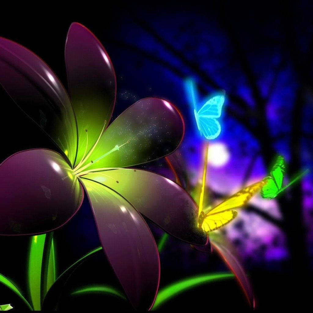 Ultra Hd Tablet Neon Butterfly Background