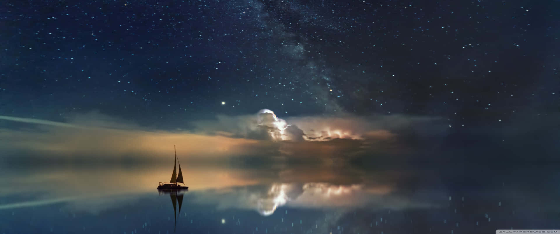 Ultra Wide 3440 X 1440 Space Sailboat Background