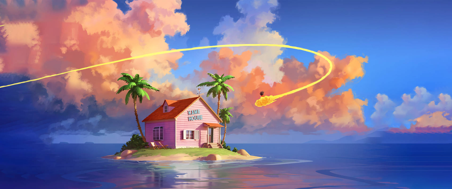 Ultra Wide 4k Island Cartoon Background