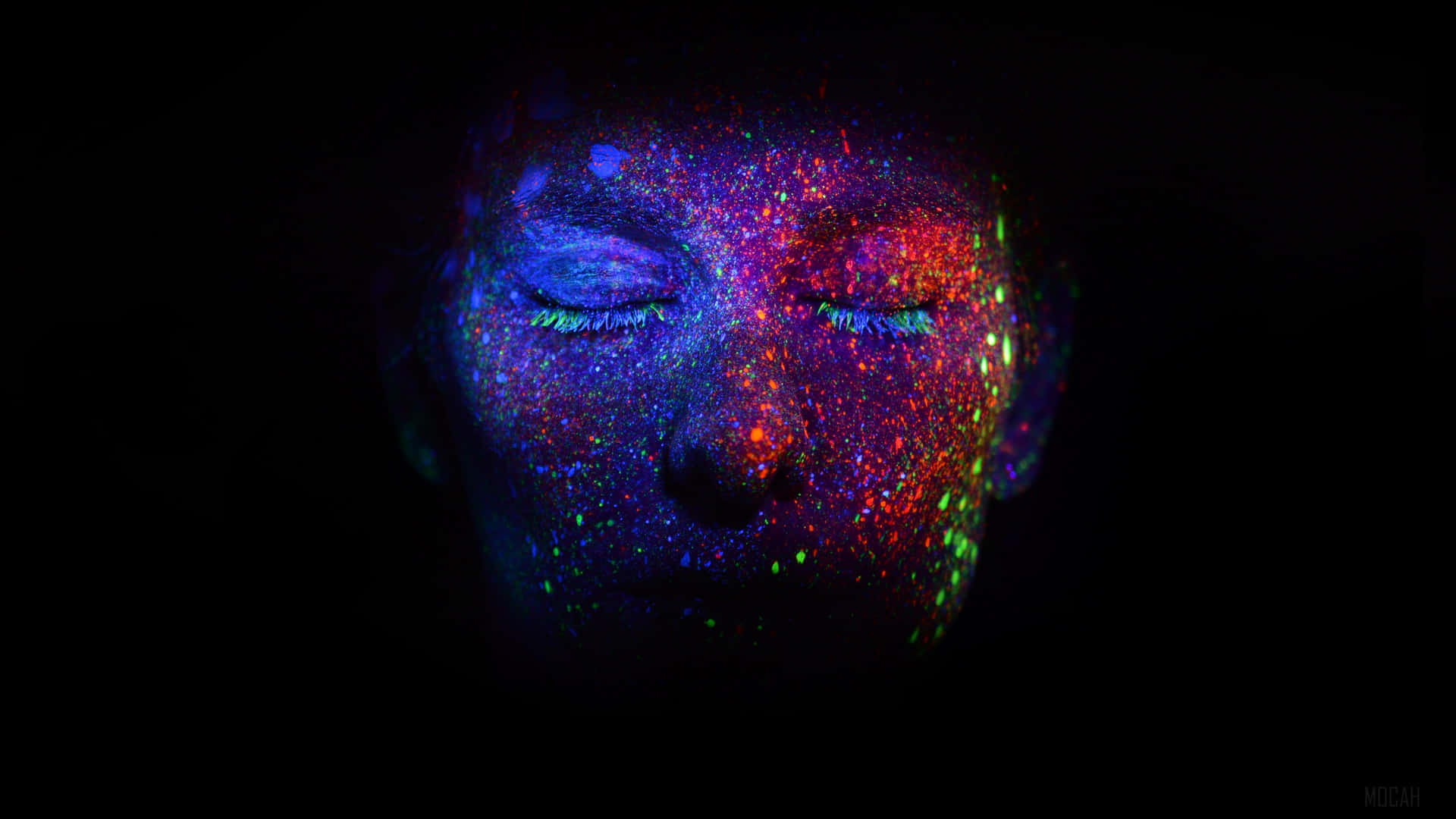 Ultraviolet Dots On A Face Background