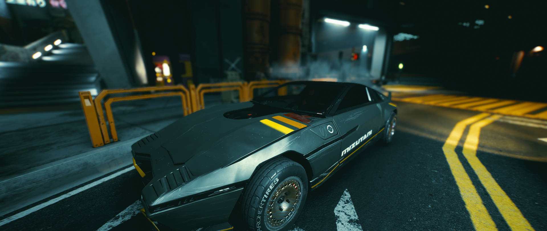 Ultrawide Cyberpunk Black Car Background