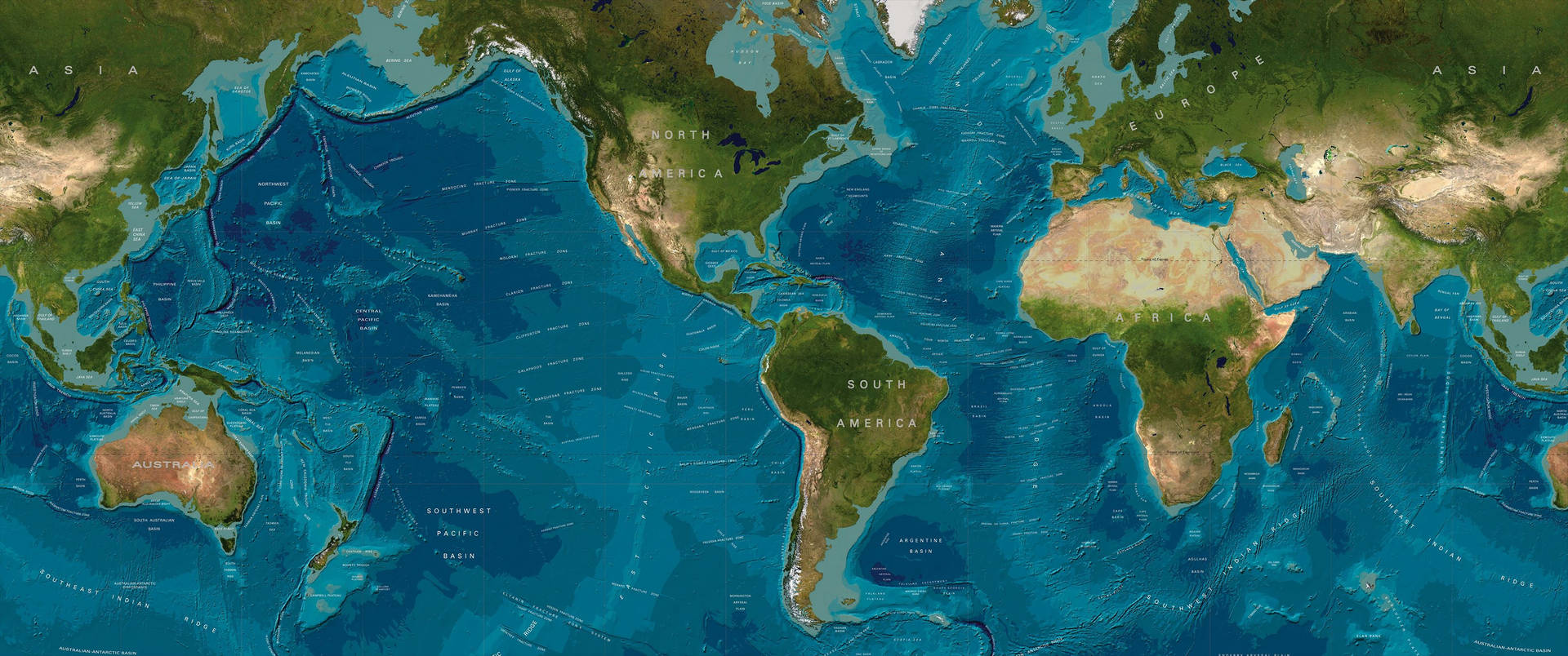 Ultrawide World Map Background