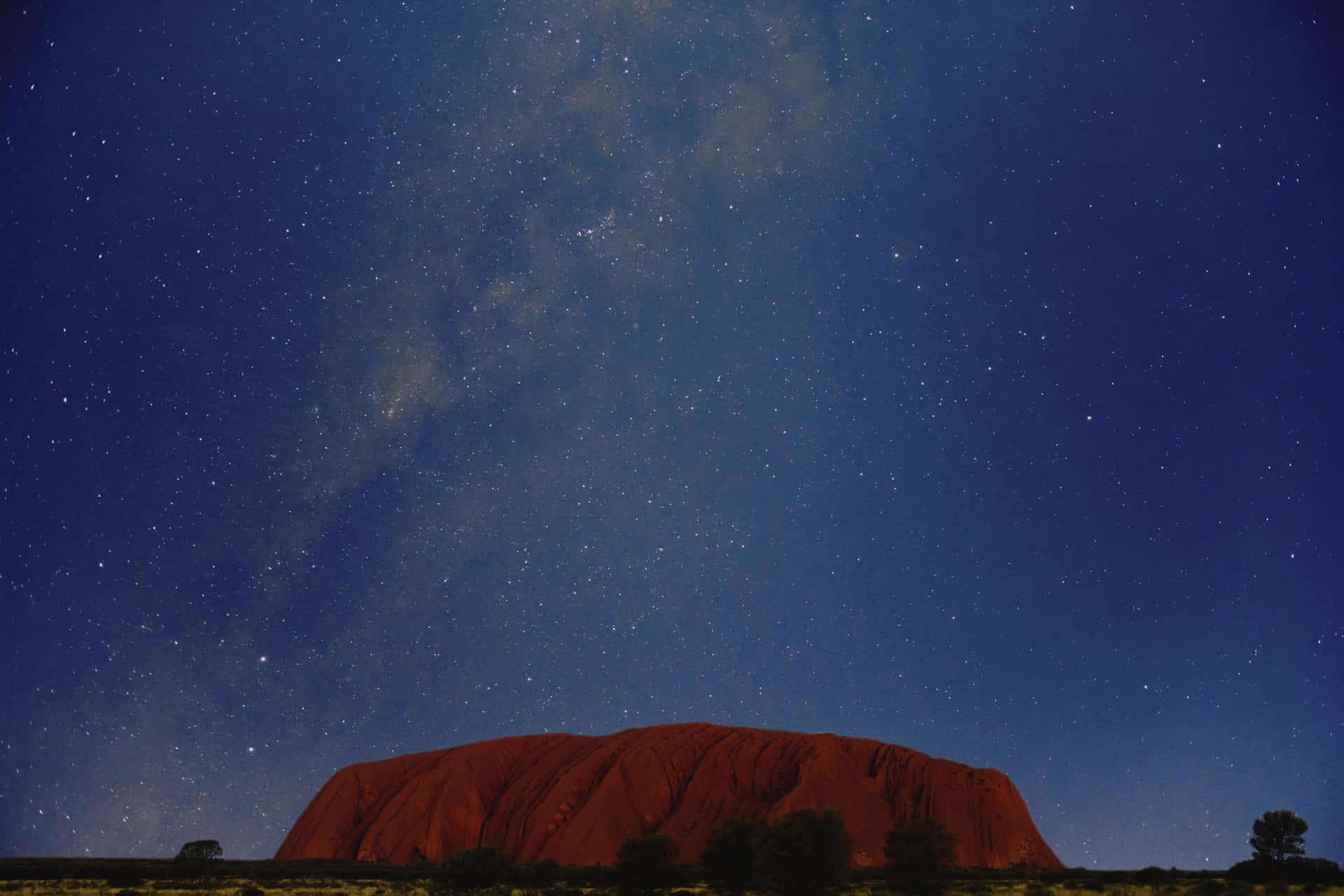 Uluru Blue Starry Sky Background