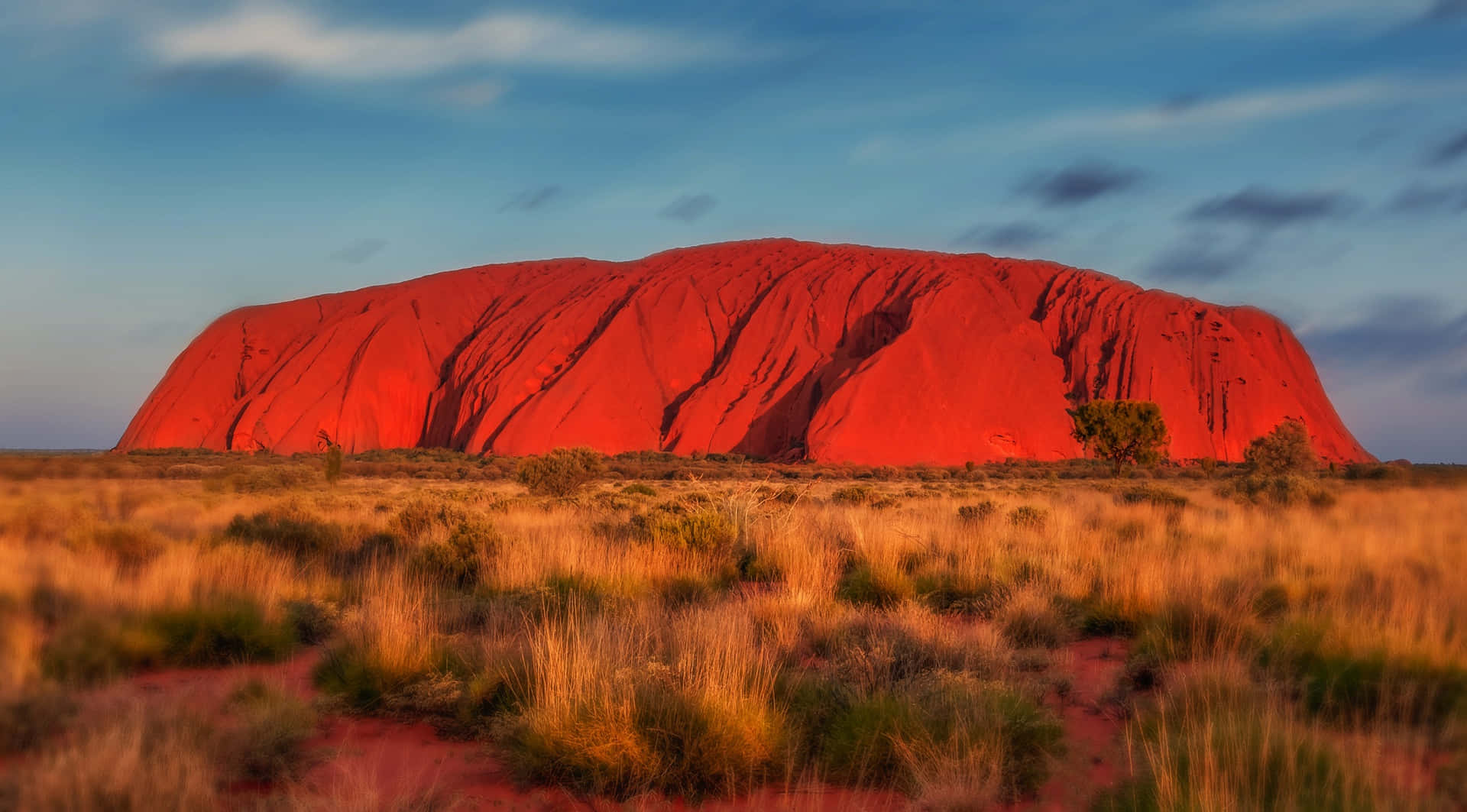 Uluru Hazy Blue Sky Background