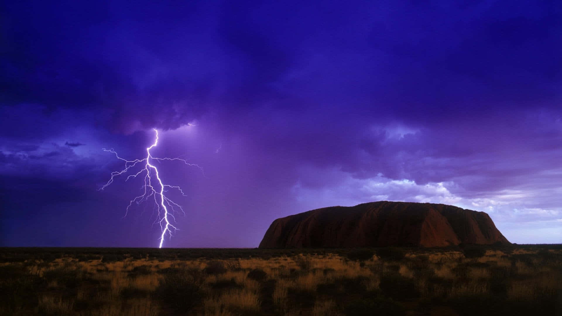 Uluru Purple Sky Lightning Background