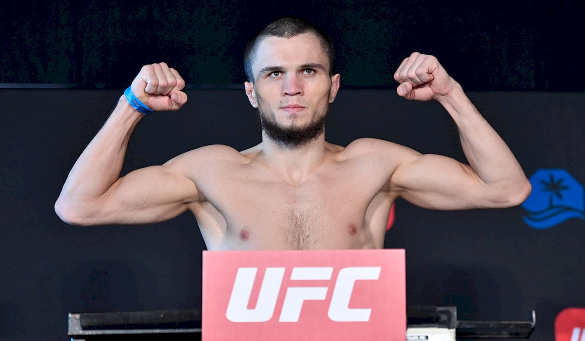 Umar Nurmagomedov Showing Off His Muscles Background