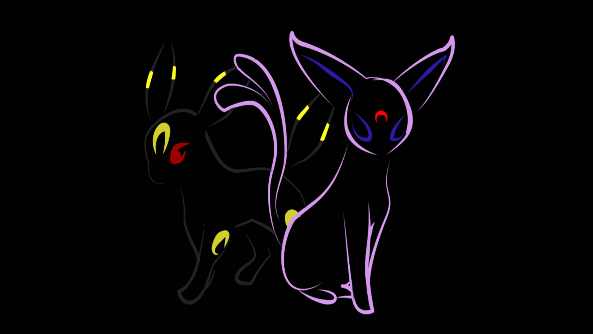 Umbreon And Espeon Neon Colors