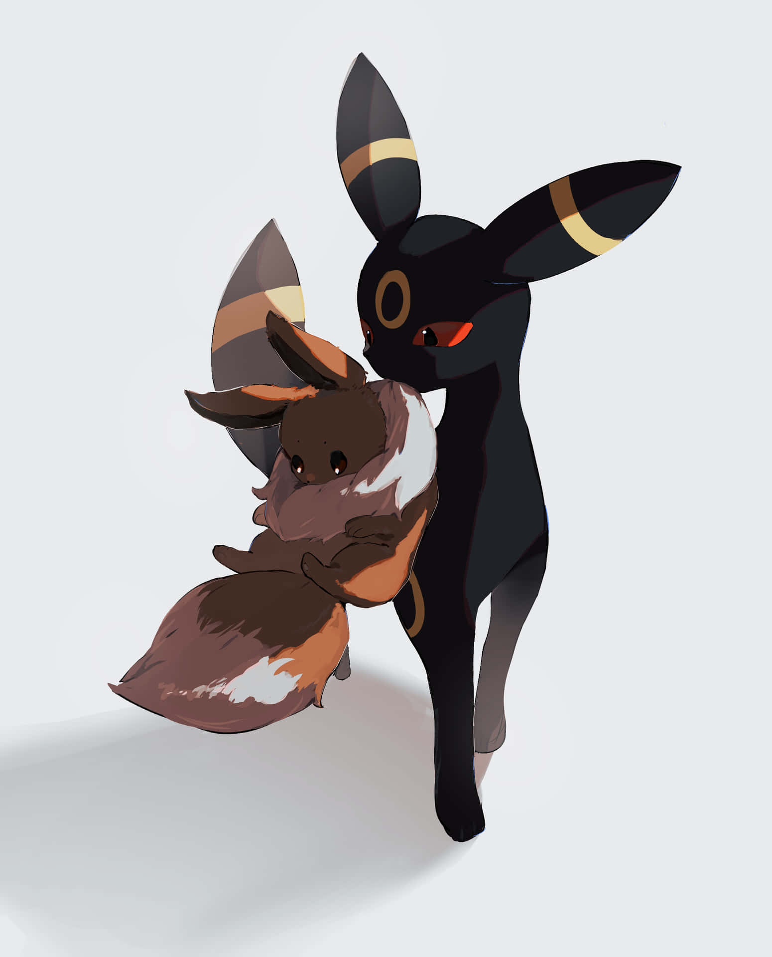 Umbreonand Eevee Friendly Embrace Background