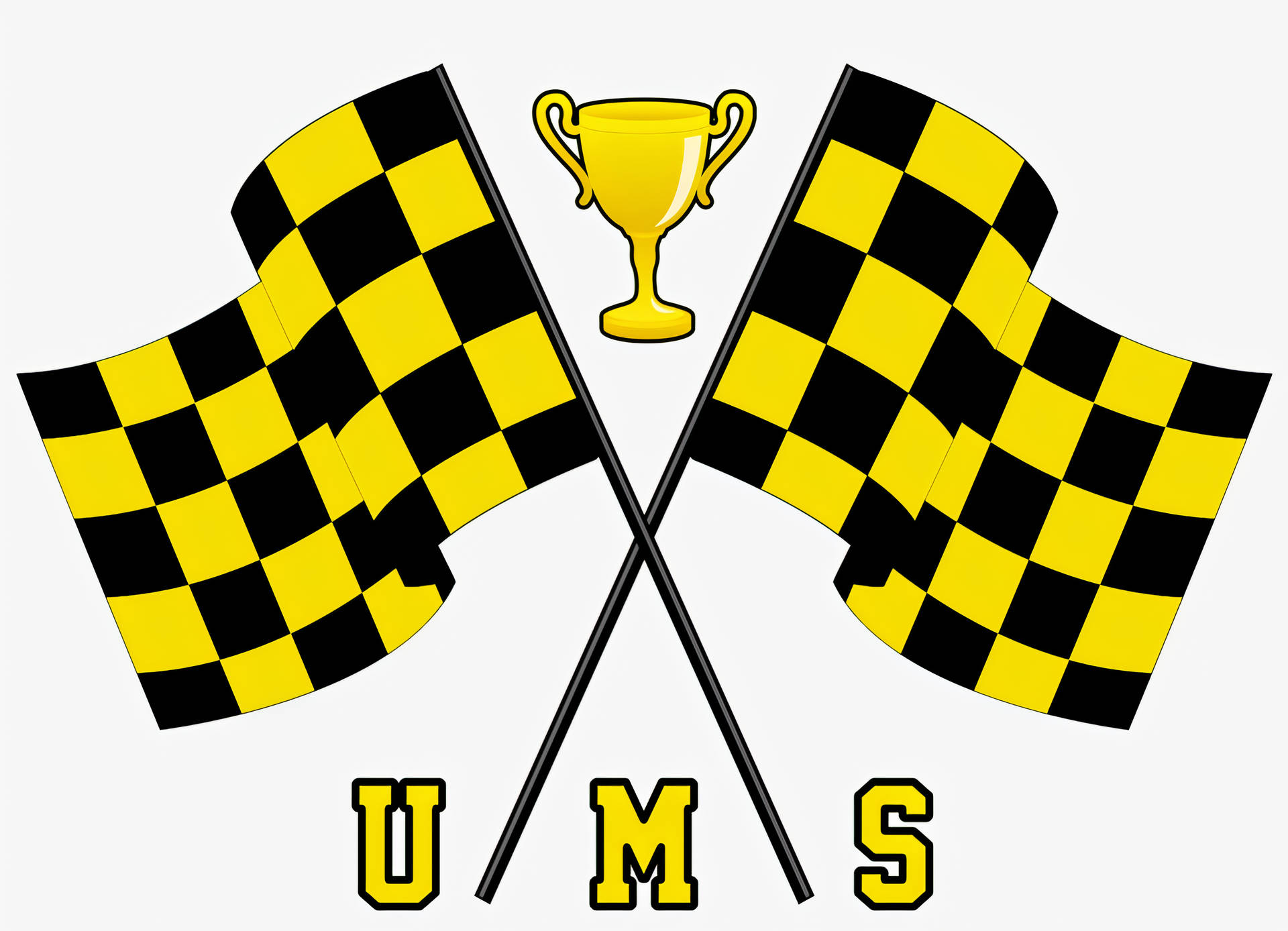 Ums Champion Yellow Checkered Flags Background