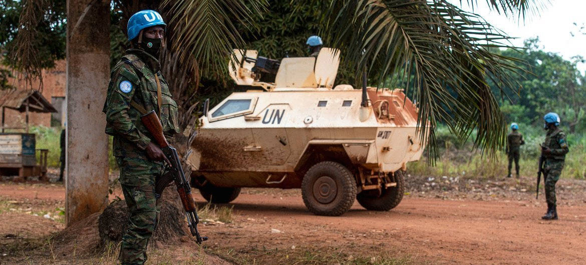 Un Soldier Standing Central African Republic