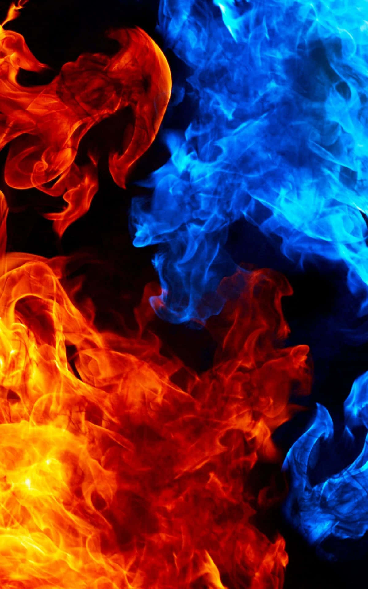 Unbelievable Red And Blue Fire Combination Background