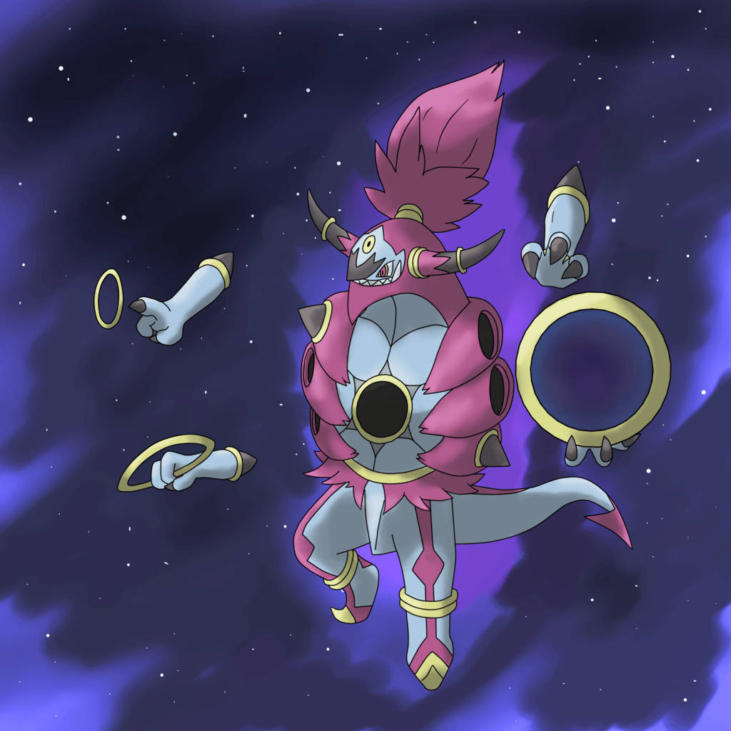 Unbound Hoopa Floating In Space Background