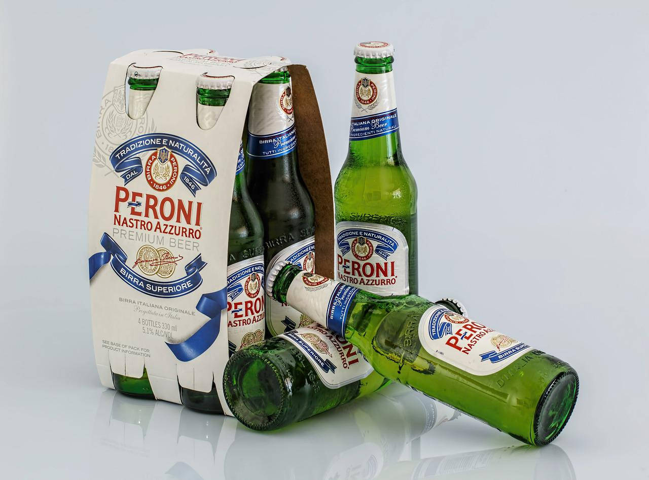 Unboxing Of A Six-pack Case Of Peroni Beer Background