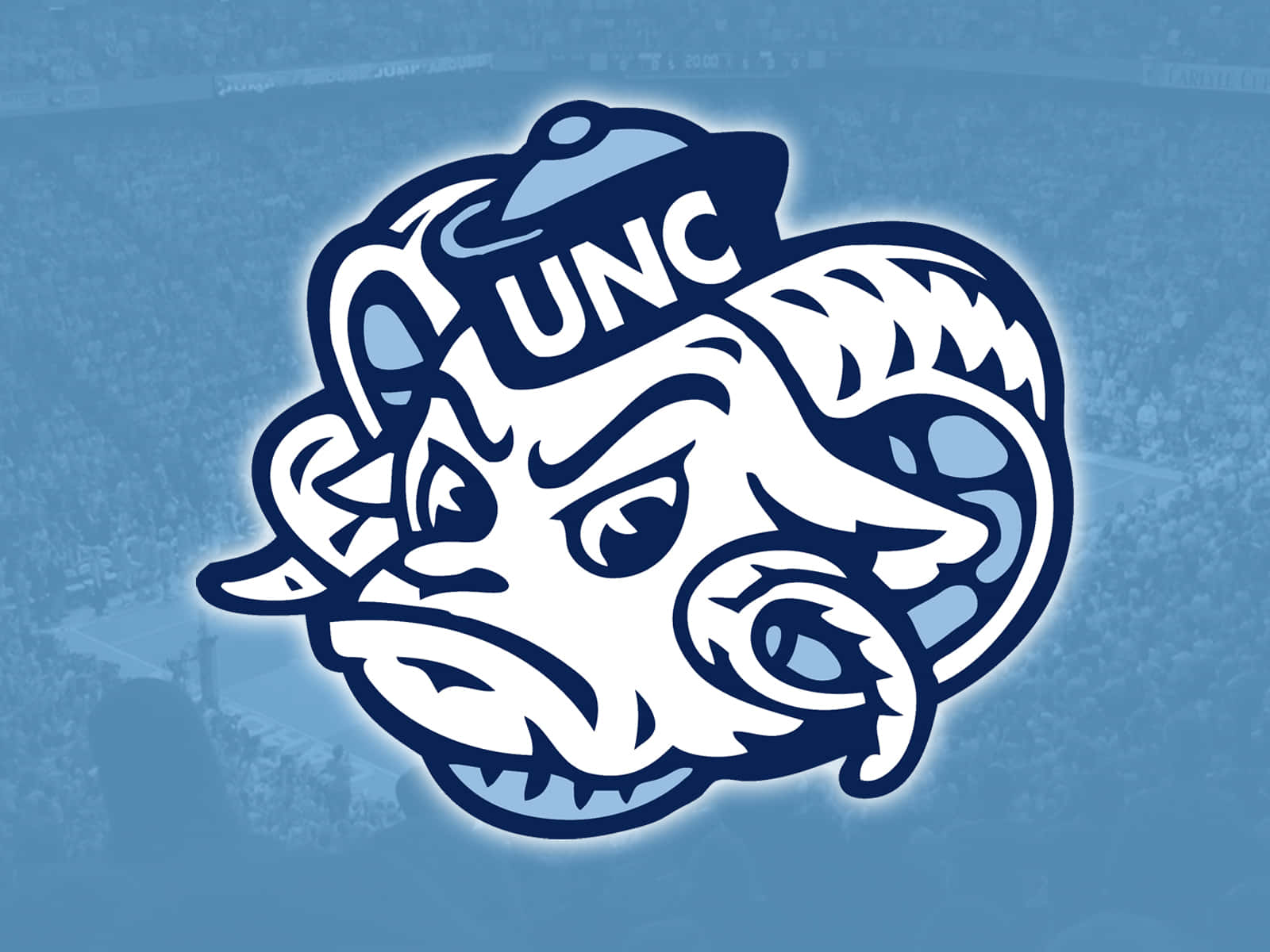 Unc Rams Logo In The Middle Of A Basketball Court Background