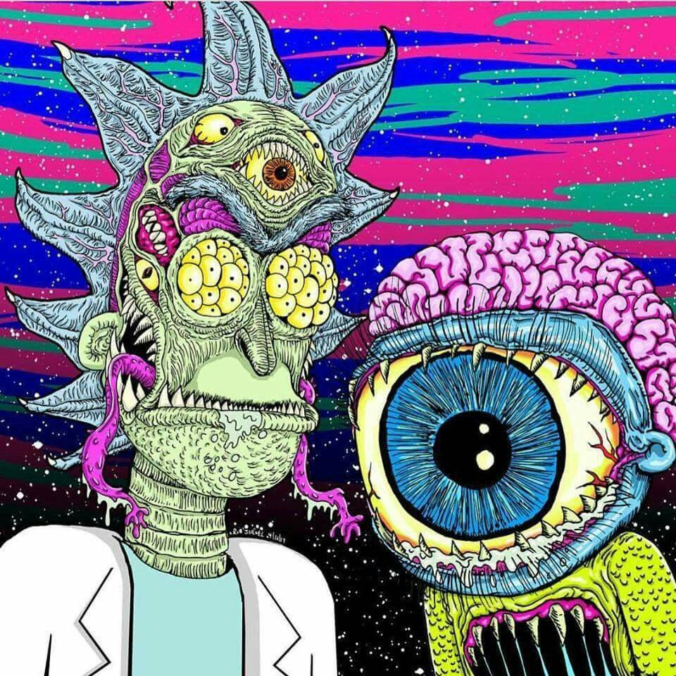 Uncanny Rick And Morty Trippy Background