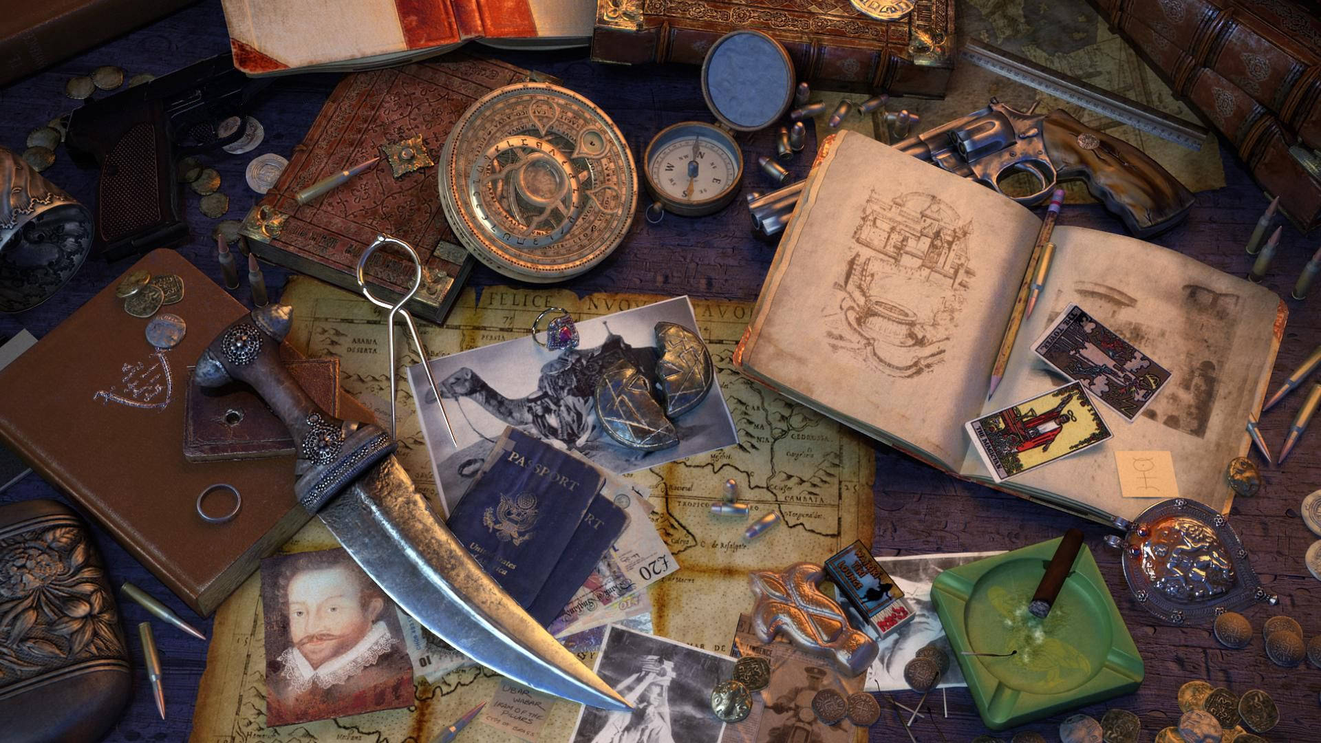 Uncharted Game Books And Artefacts Background