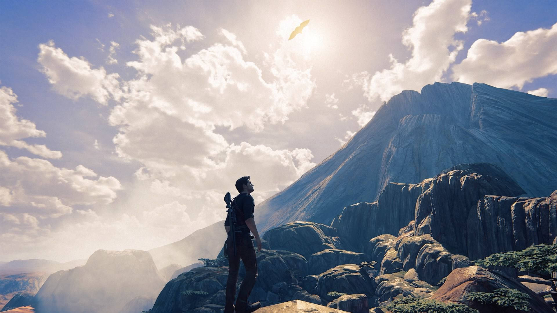 Uncharted Game Nathan Climbing Mountain Background