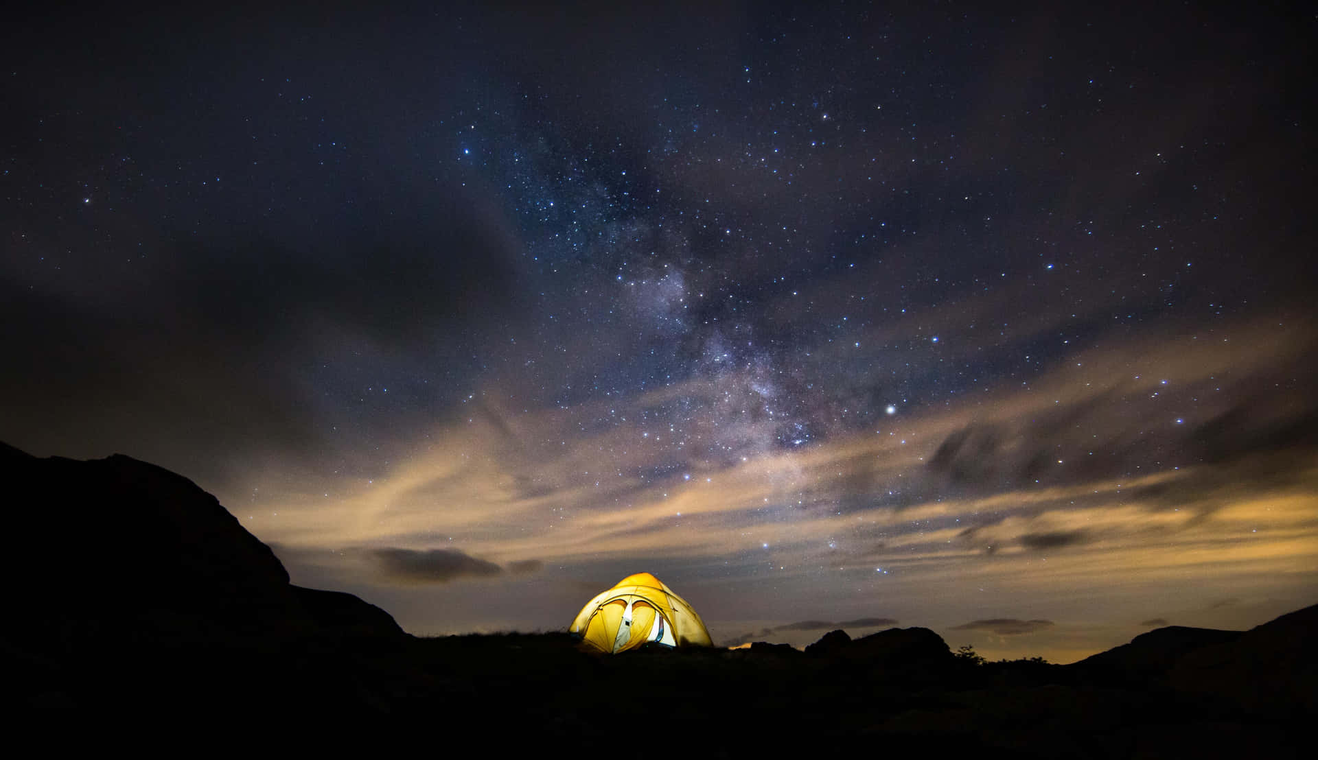 Under The Milky Way Camping Desktop Background