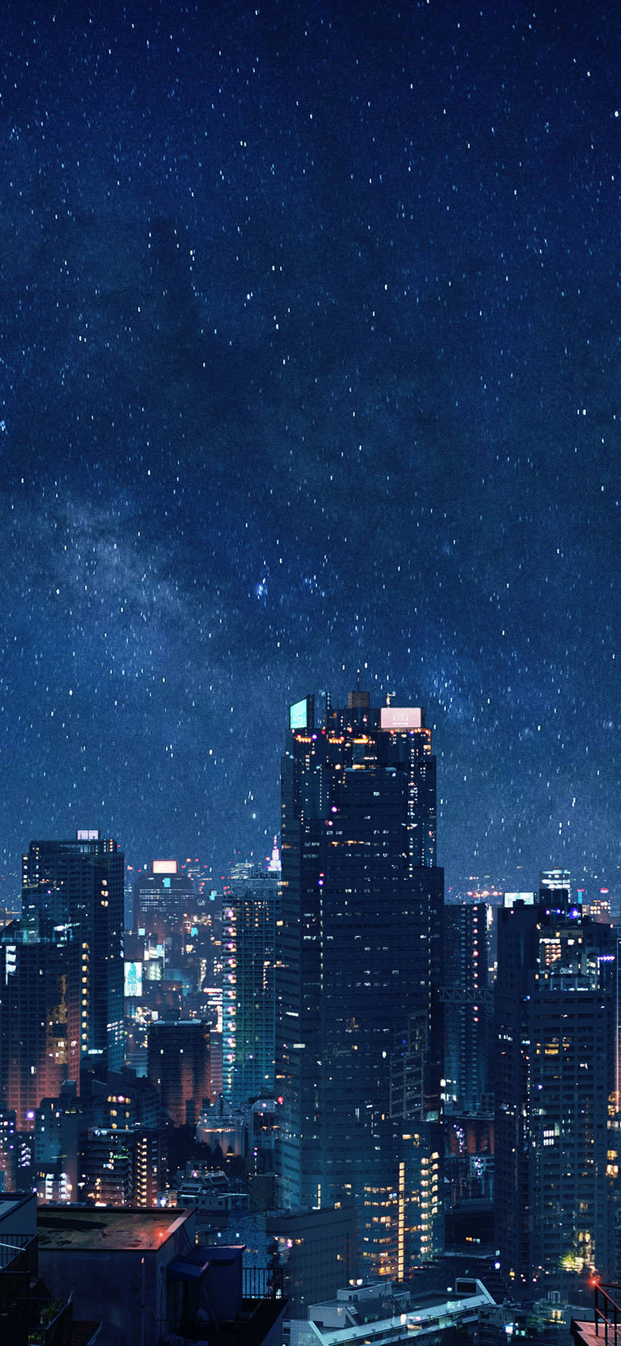 Under The Starry Night City Background Background