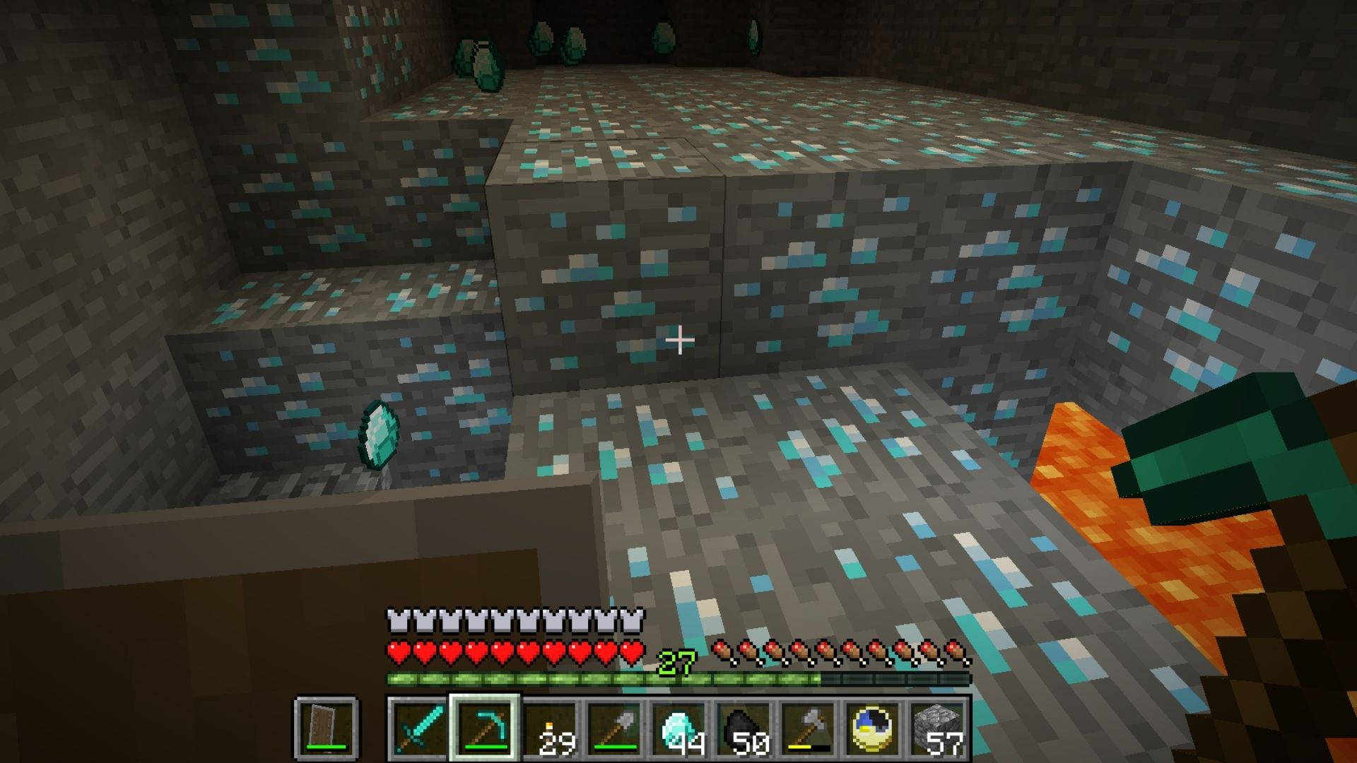 Underground Full Of Minecraft Diamonds Background