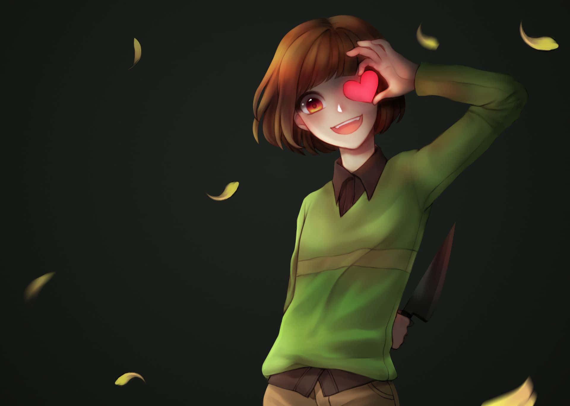 Undertale Frisk Heart Eyes Background