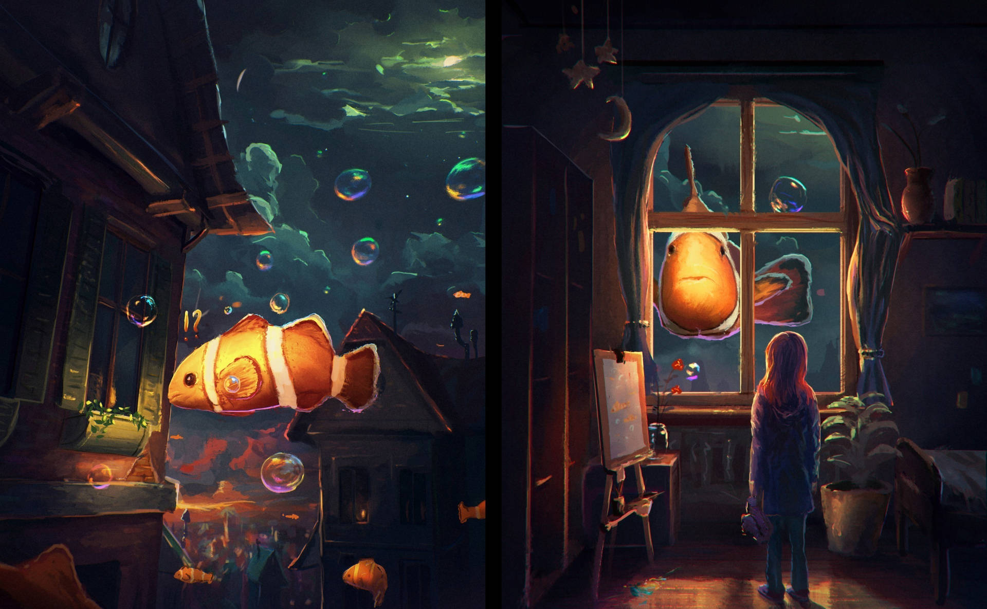 Underwater Room Fantasy Art Background
