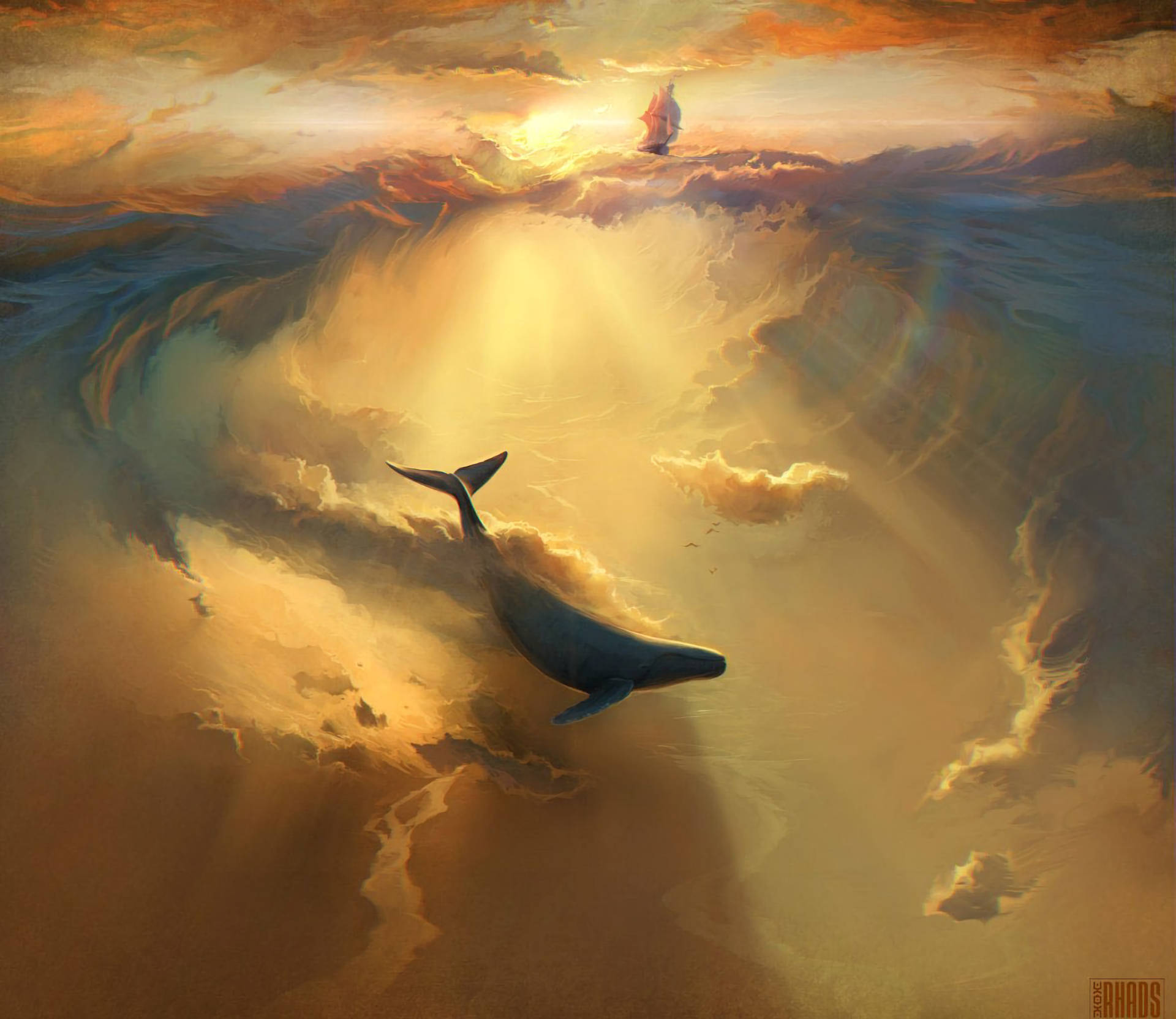 Underwater Whale Shark Art Background