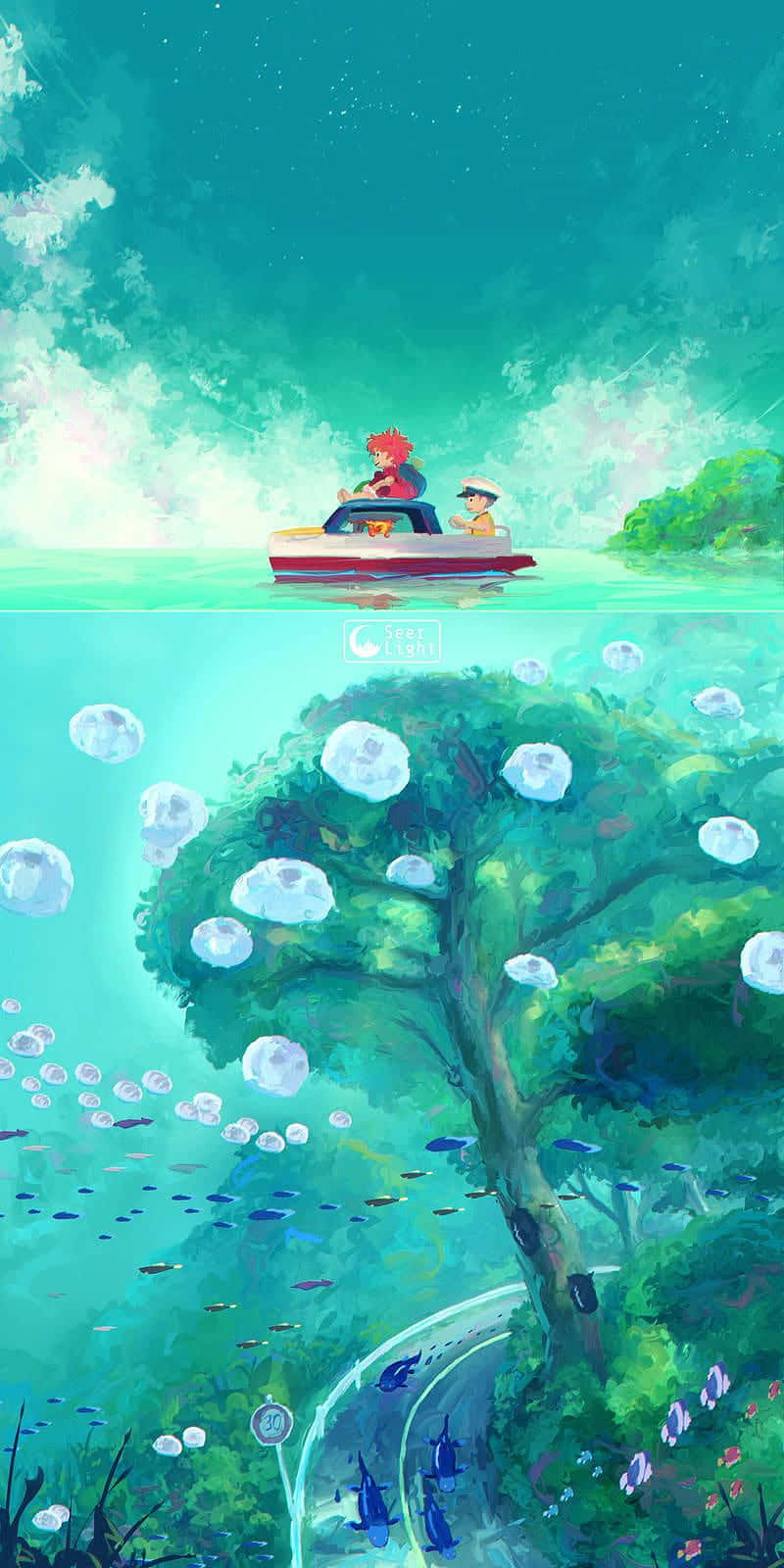 Undewater Ponyo Studio Ghibli Phone Background